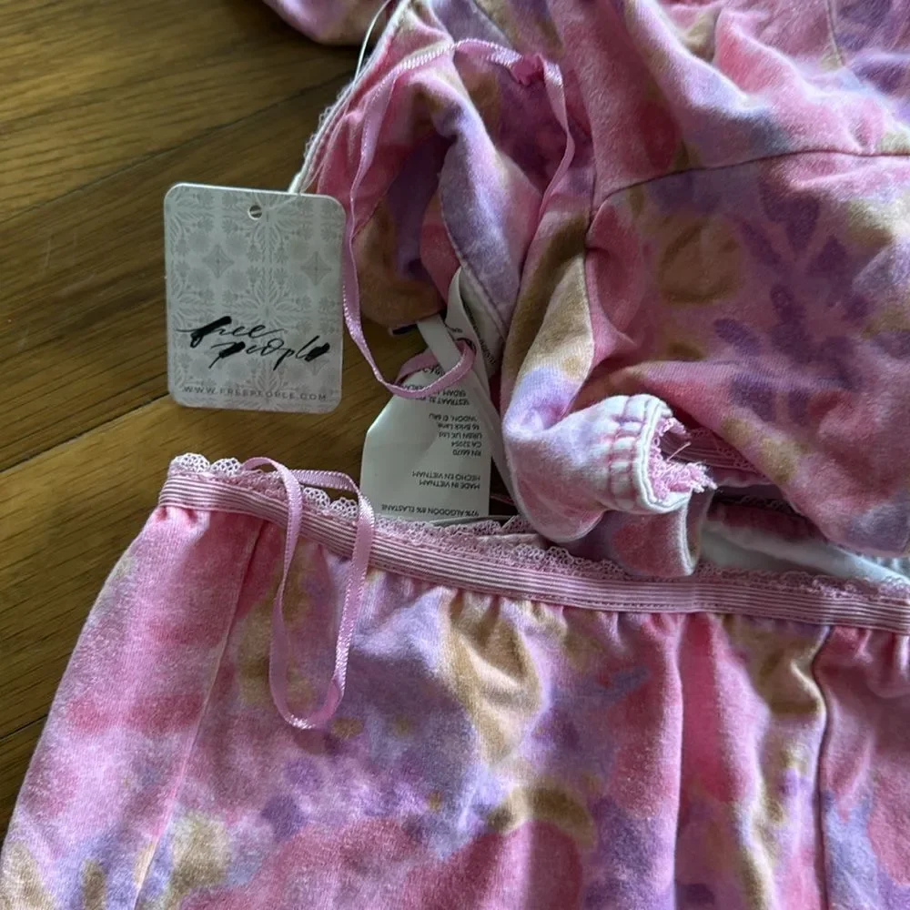 Free People Hot Pink Combo Get Physical Bustier Crop Top Shorts Co-Ord Set